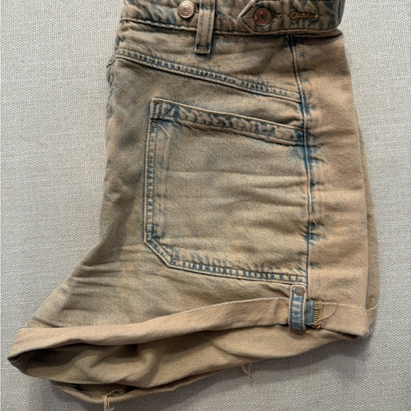 Free People Tan Jean Shorts with Denim Fabric and Contrasting Stitching 31 - Picture 2 of 6